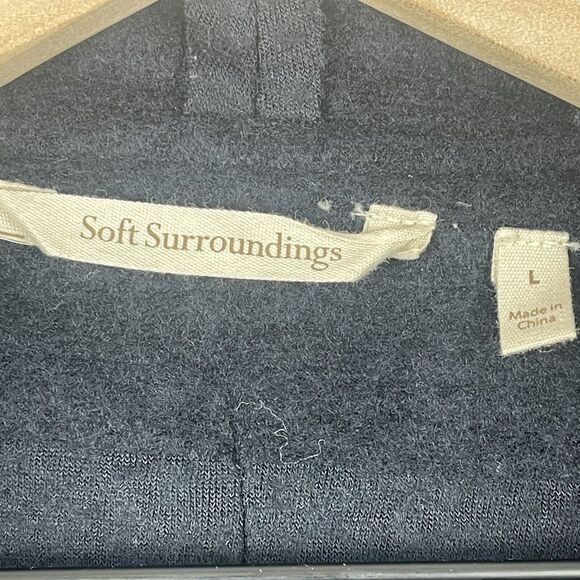 Soft Surroundings Aveline Jacket Large Black Wool Blend Shawl Collar Snap Front - Picture 5 of 10